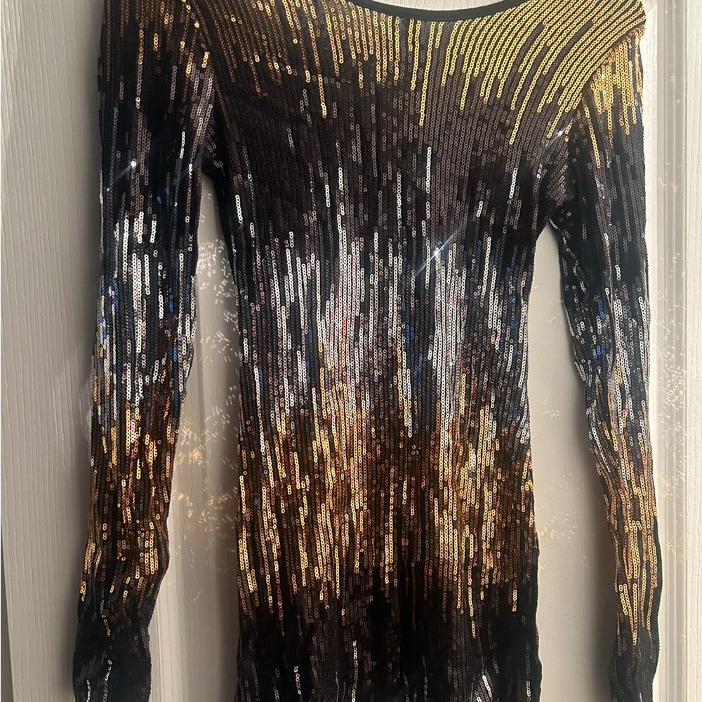 Marciano Black and Gold Sequin Dress